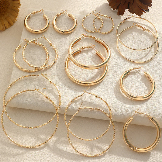 Metal Big Hoop Suit Female Personal Nightclub Trendy Simple Pairs Earrings