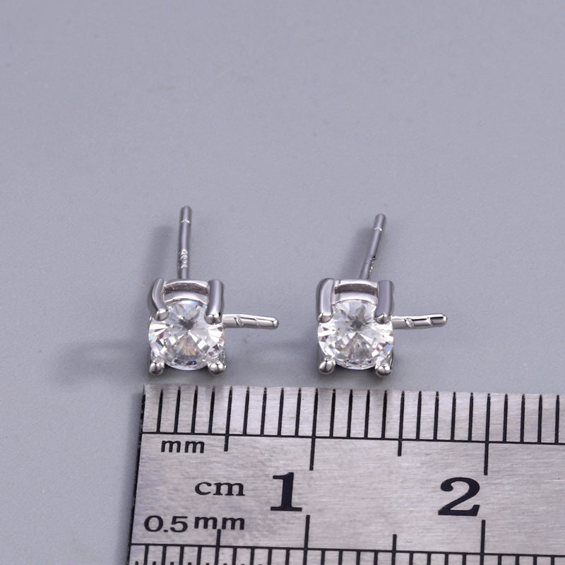 Women's Sier Diana Simple Fashion Ear Eardrop Frame Stud Earrings