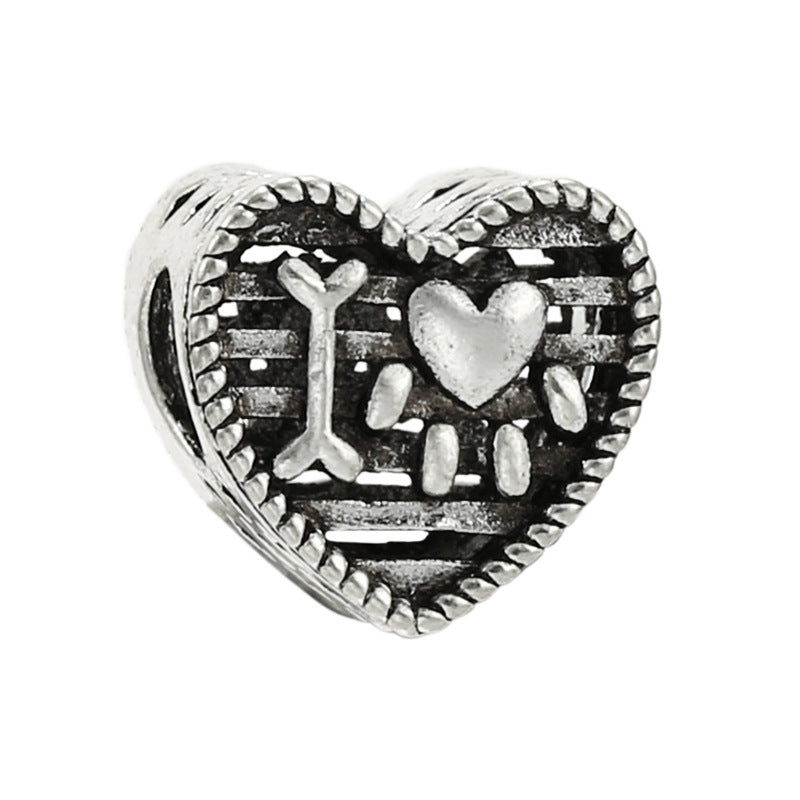 Alloy Large Hole Beads Hollowed Heart Shape Jewelry Accessories