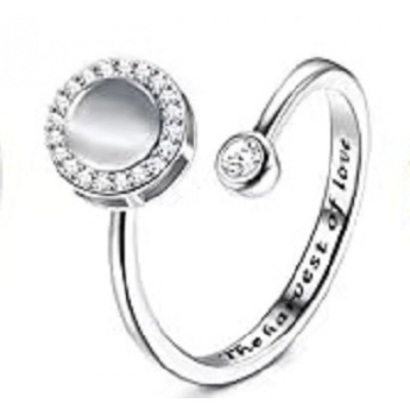 Women's Lettering Adjustable Anxiety Relief Open Decompression Zircon Ring