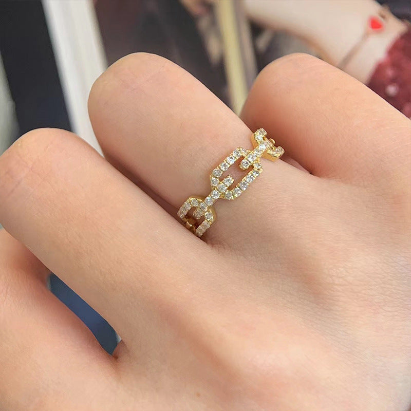 Women's Korean Style High-grade Simple Chain Design Cold Rings