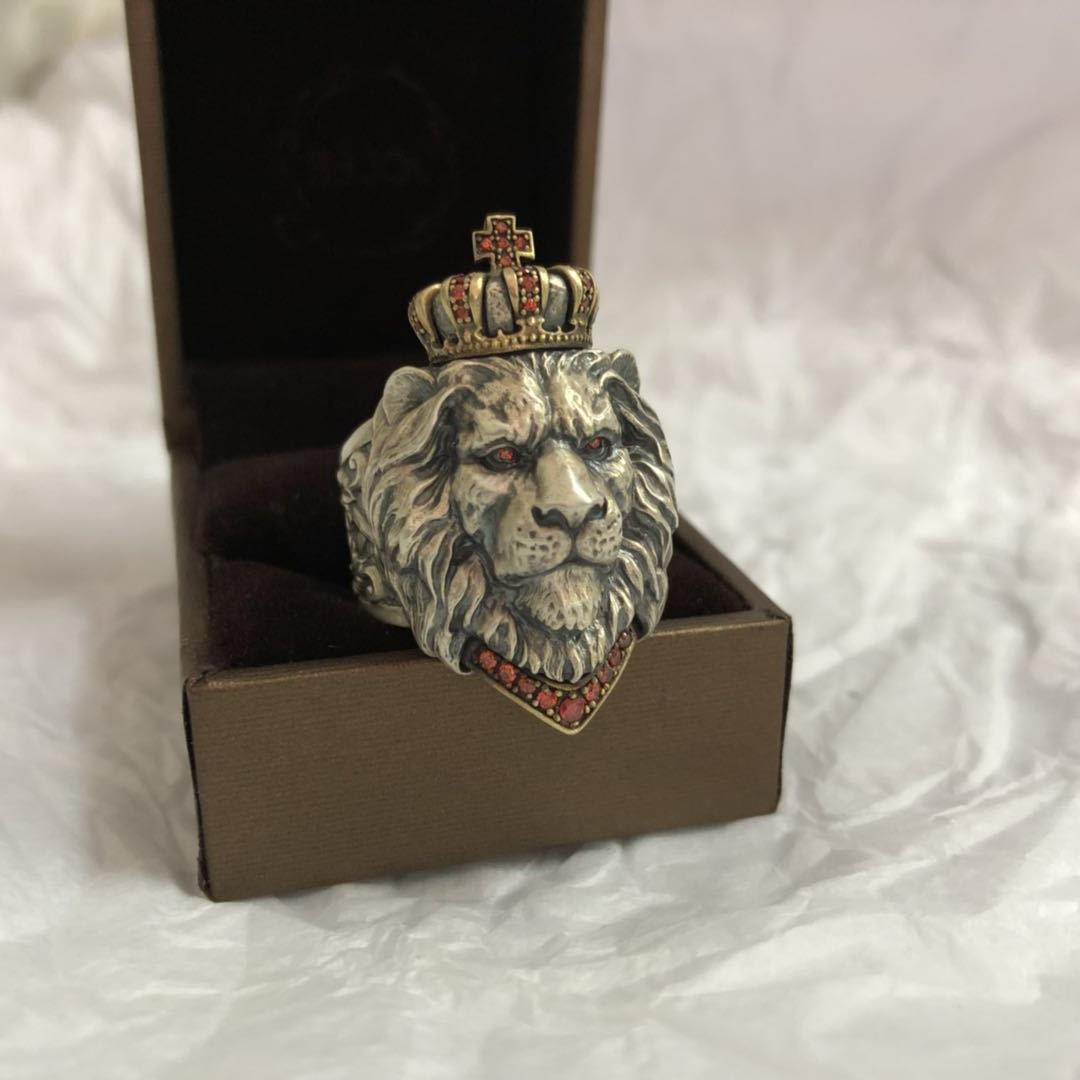 Men's Vintage Crown Lion Titanium Steel Cross Male Rings