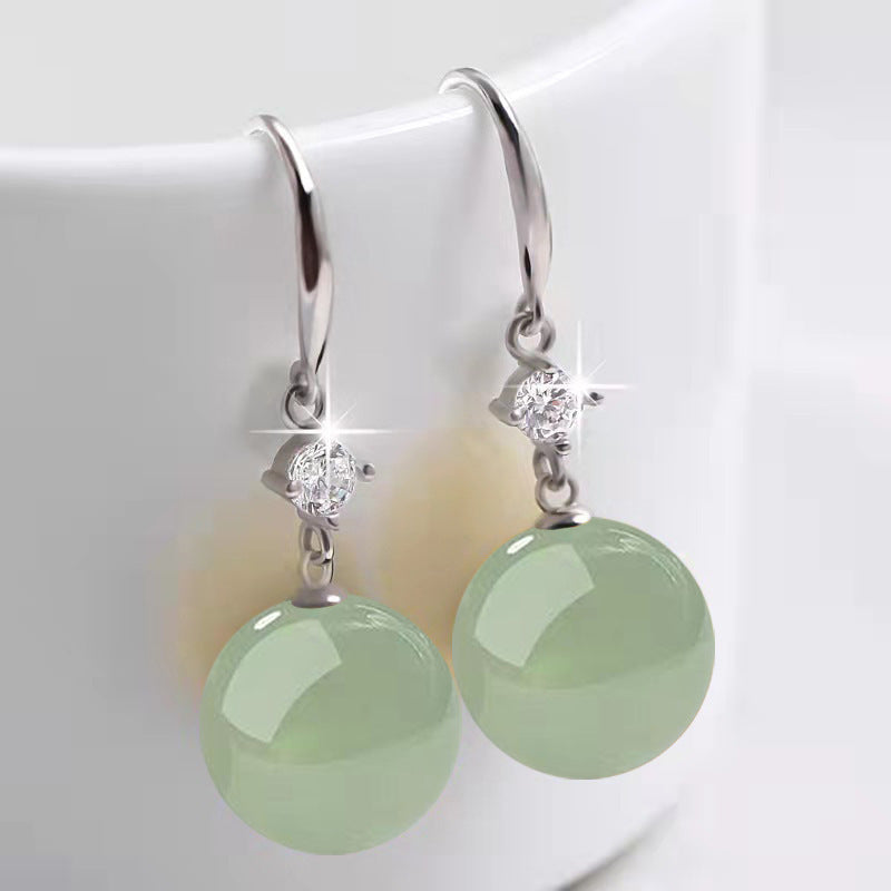 Jade Jasper Female Red Zircon Chalcedony Gem Ear Earrings