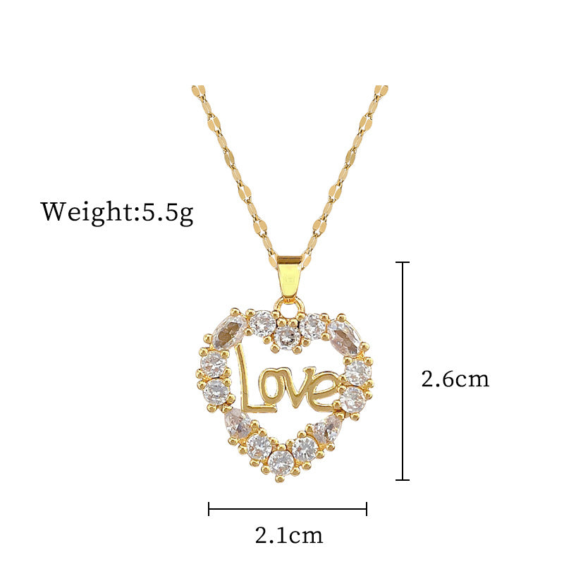 Steel Lucky Female Copper Micro Inlay Real Gold Plating Necklaces