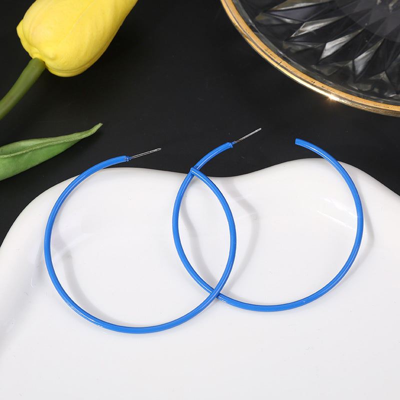 Exaggerated Metal Circle Paint Temperament Candy Earrings