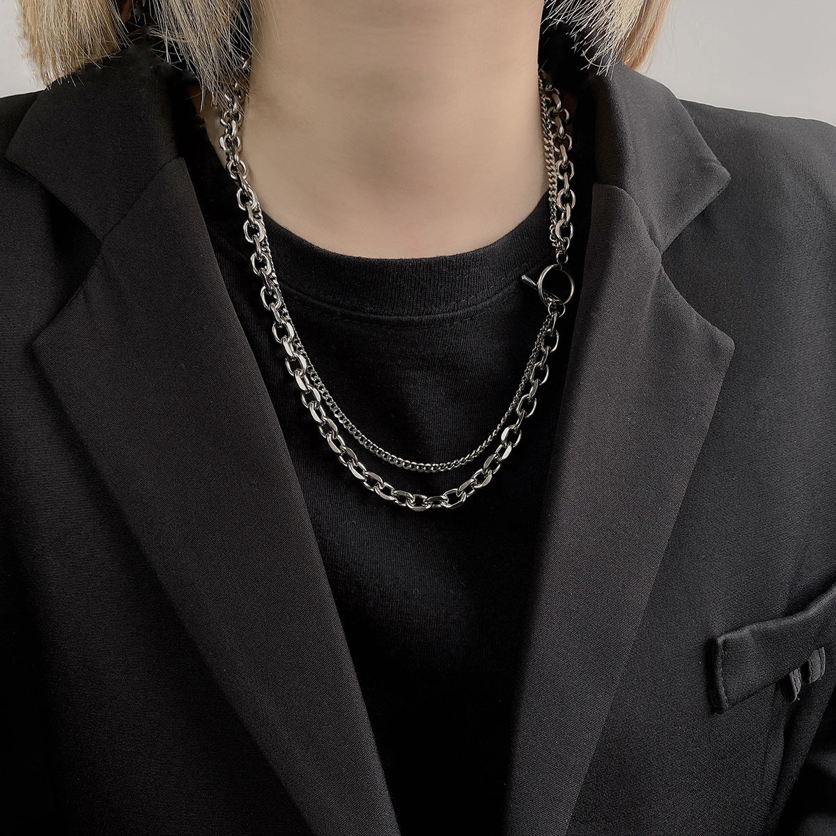 Women's & Men's Simple Double Layer Twin Chain Fashion Short Bracelets