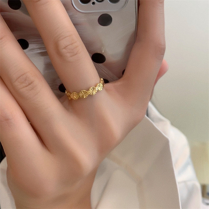 Round Slice Cut Flower Fashion Personality Ring