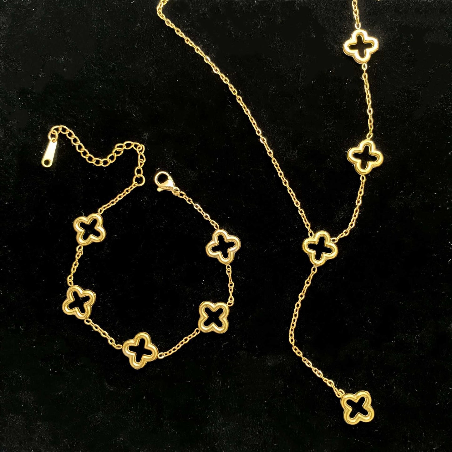 Stainless Steel Gold Combination Not Easy To Fade Light Luxury Jewelry Set