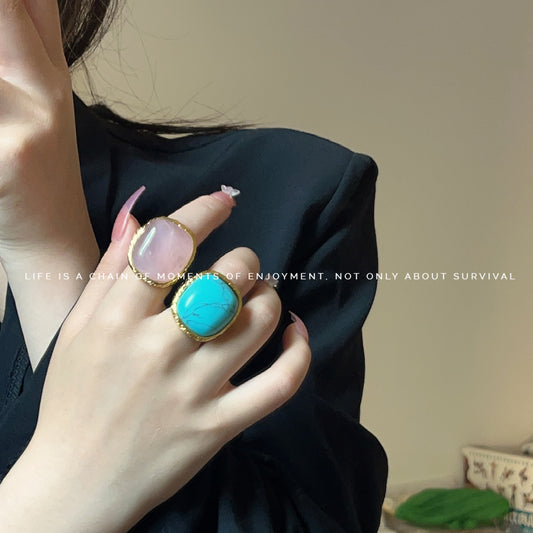 Women's Design Pink Crystal Fashionable Retro Metal Exaggerated Rings