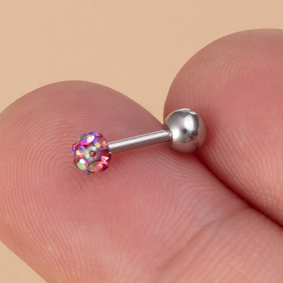 Full Diamond Color Ear Bone Piercing Ball Stud Earrings