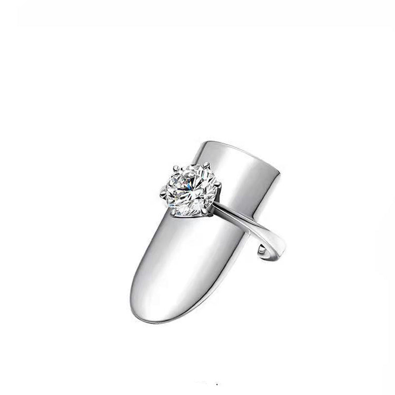 Women's Korean Style Fashionable Elegant Rare Treasure Imitation Sier Nail Cold Ring