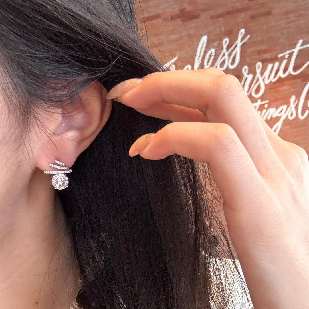 Women's Light Luxury High-grade Temperament 2 Karat Eight Hearts Arrows Super Stud Earrings