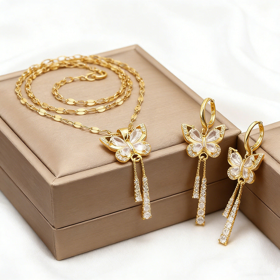 Cute Bow Tassel Female Style Exquisite Necklace