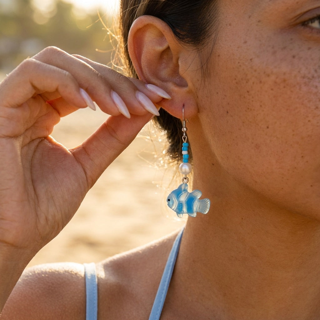 Summer Ocean Style Starfish Shell Niche Design Beach Vacation Earrings