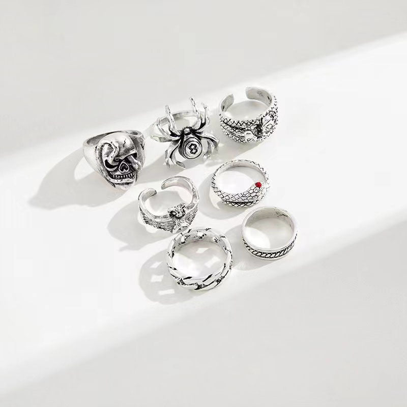 Metal Dark Style Hip Hop Vintage Distressed Spider Snake Rings