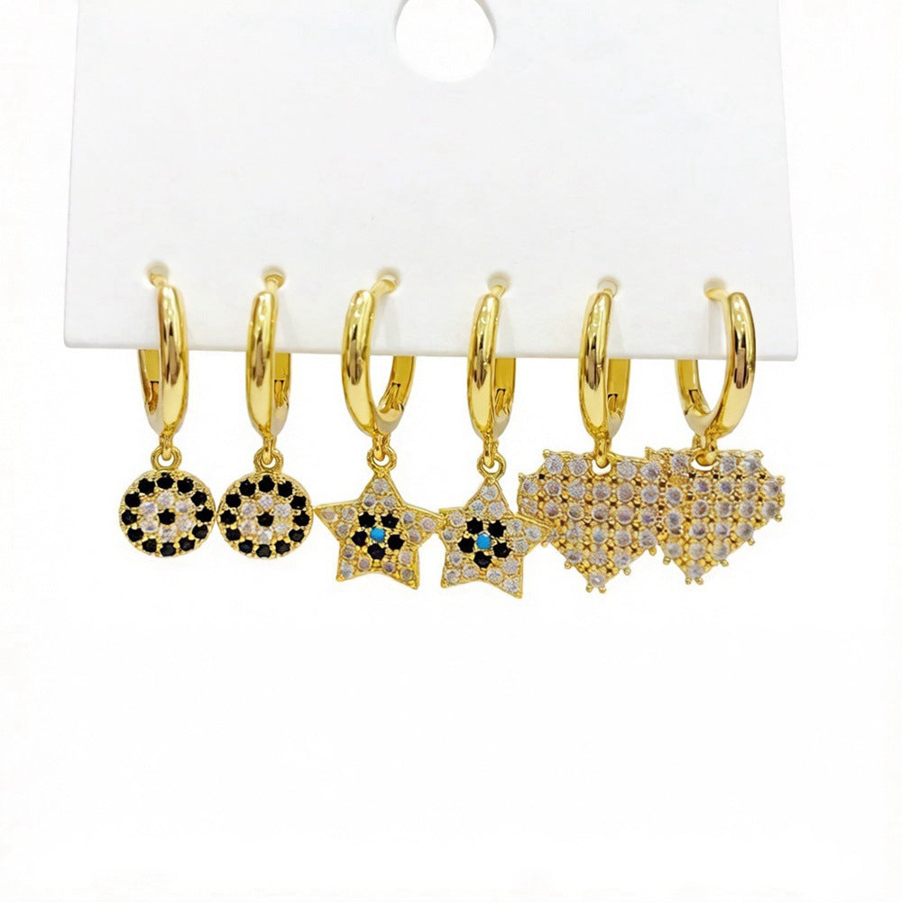 Ear Clip Three Pairs Copper Plated Real Earrings