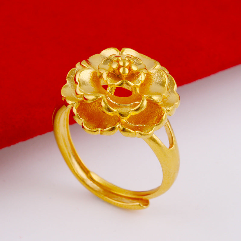 Women's Big Flower Mouth Tin Brass Plated Rings