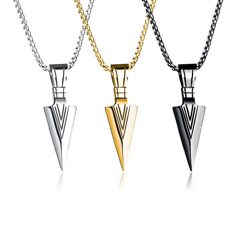 Men's Titanium Cow Stainless Steel Casting Arrow Personality Necklace