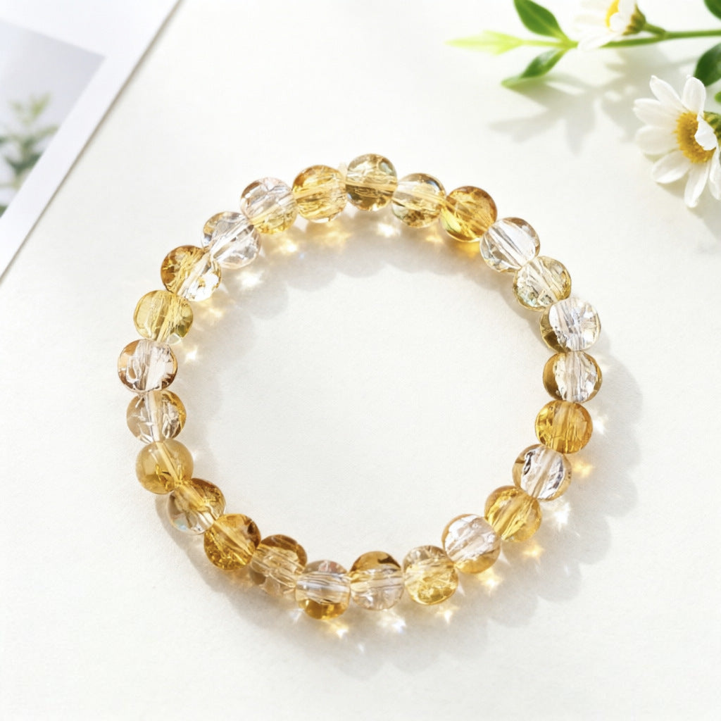 Female Two-color Transparent Micro Glass Bead Jade Broken Glazed Live Bracelet