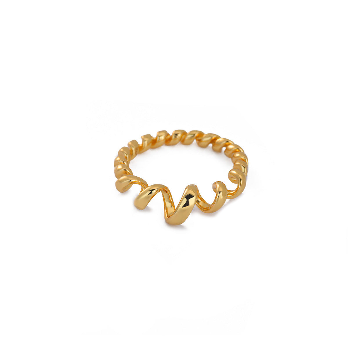 Twisted Line Design Unisex Gold-plated Simple Wave Ring