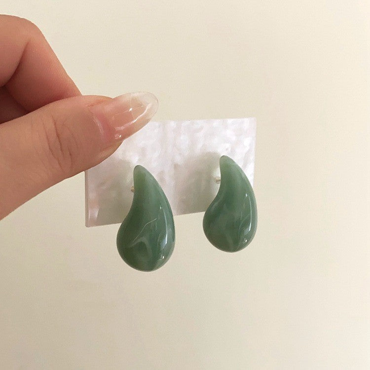 Colorful Water Drop Acrylic Simple Stylish High-grade Temperament Sier Ear Earrings