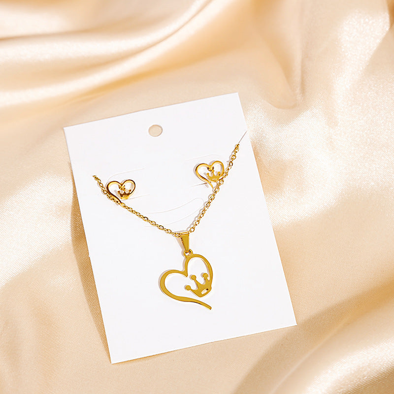 Stainless Steel Design Fashion Suit Metal Style Geometric Heart Necklaces