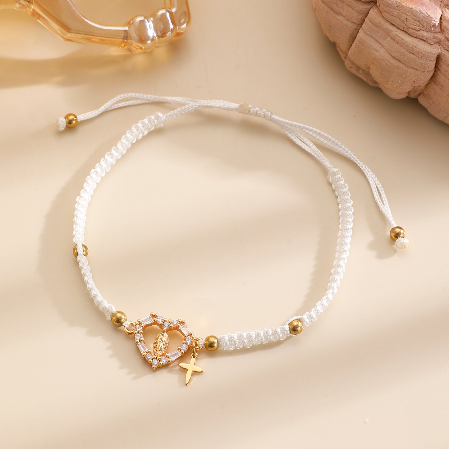 Virgin Mary Loving Heart Zircon Woven Female Bracelet