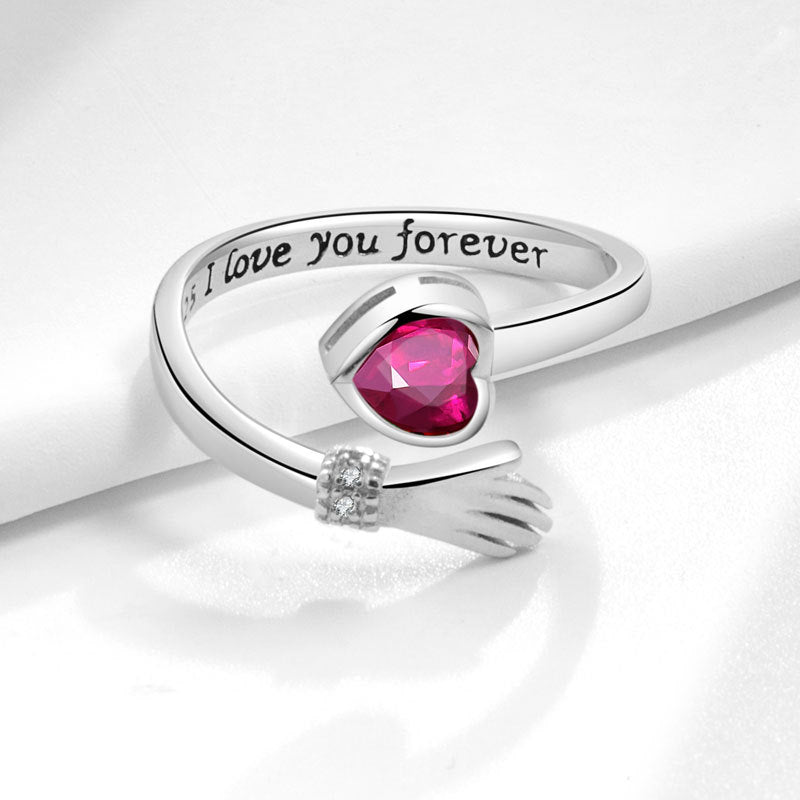 Hug Female Love Opening Adjustable Warm Heart Ring