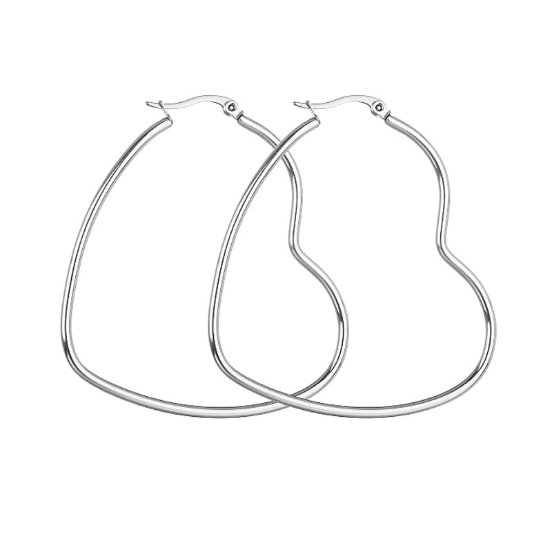 High Profile Fashion Titanium Steel Heart-shaped Earrings