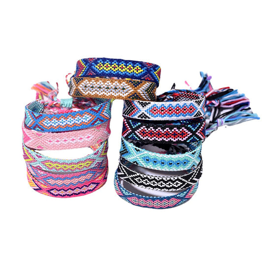 Machine Woven Bohemian Hand-knitted Rope Lucky Friendship Tassel Bracelets