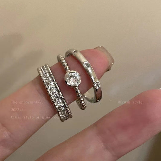 Simple Zircon Metal Open Suit Female Design High Sense Rings