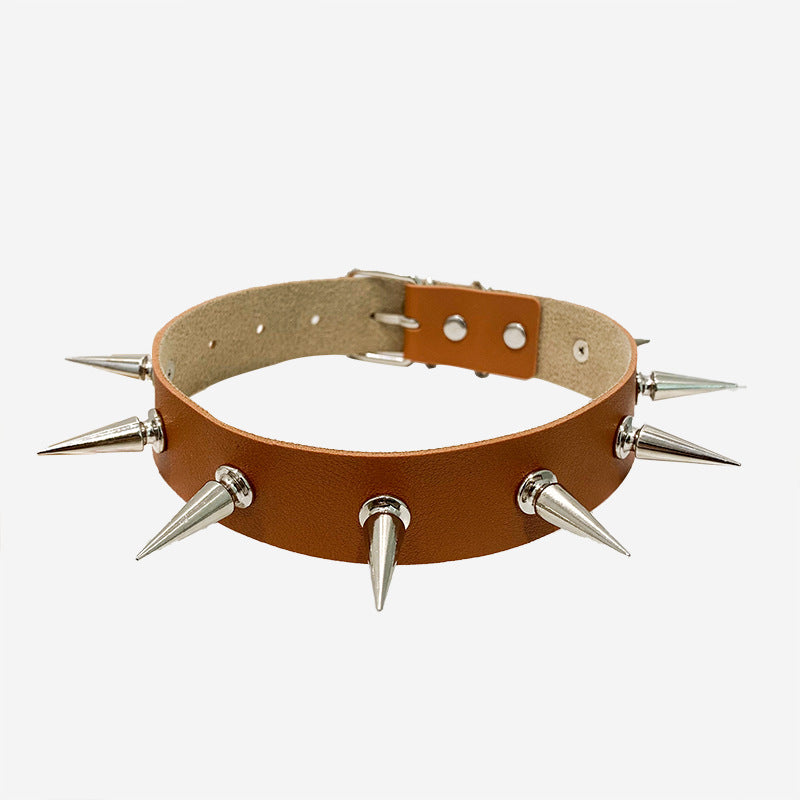 Punk Nightclub Long Pointed Rivet Short Personalized Collar