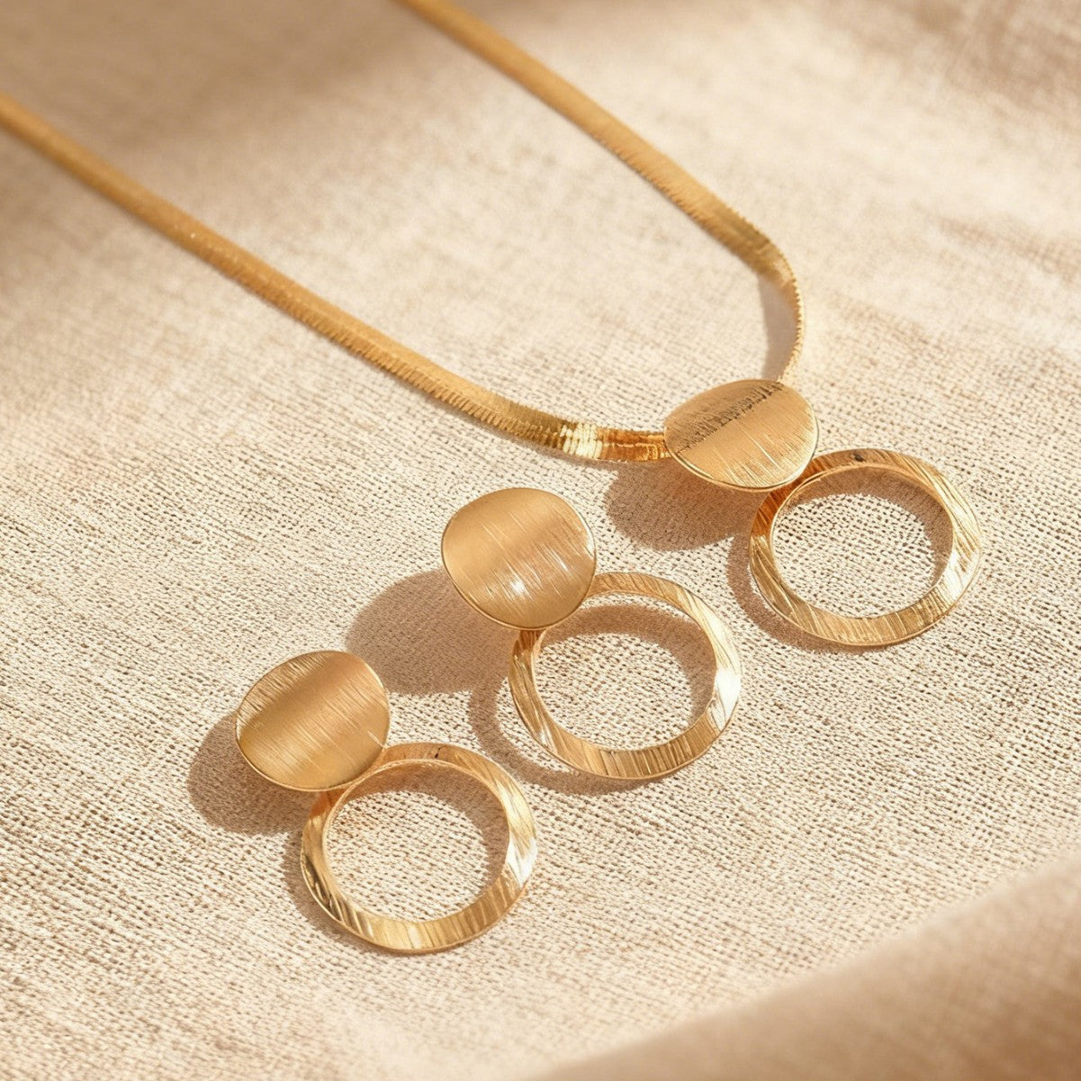 Elegant Chain Like Flat Snake Hollow Clavicle Earings Jewelry Set