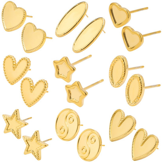 Stainless Steel Heart-shaped Base Support Titanium Piercing Stud Earrings