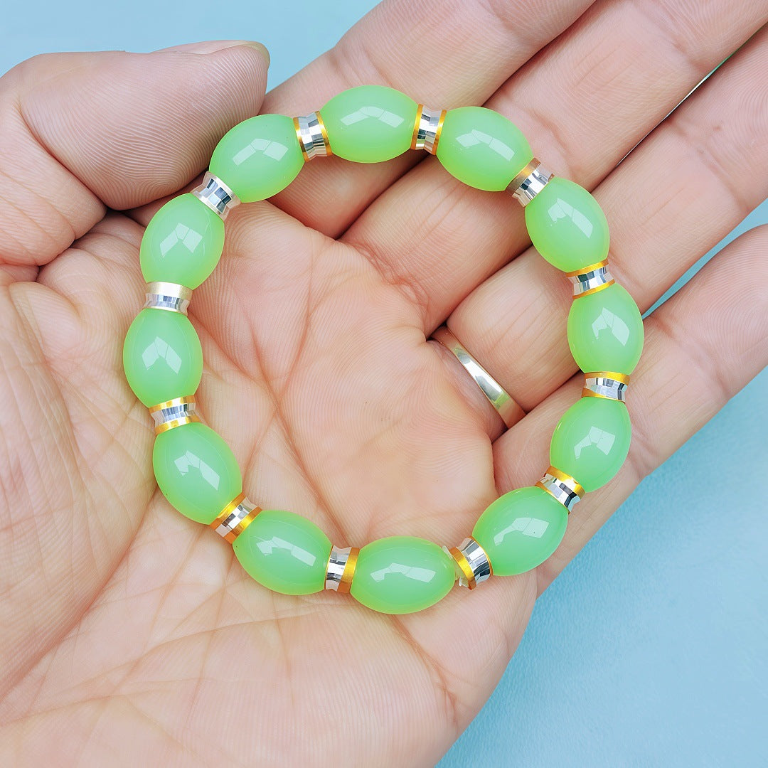 Jade Barrel Beads Gold Pi Longevity Bracelets