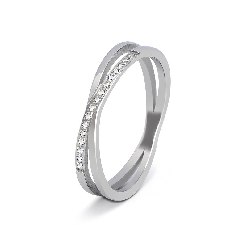 Cross Female Korean Titanium Steel Light Luxury Rings