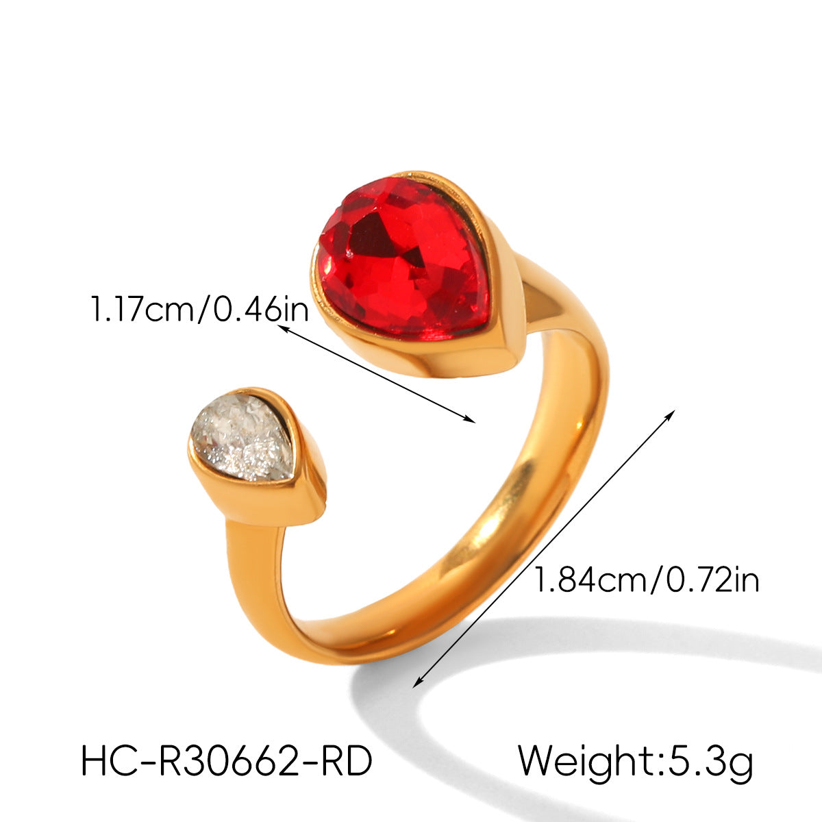 Geometric Zircon Light Luxury High-grade Stainless Steel Open Female Rings