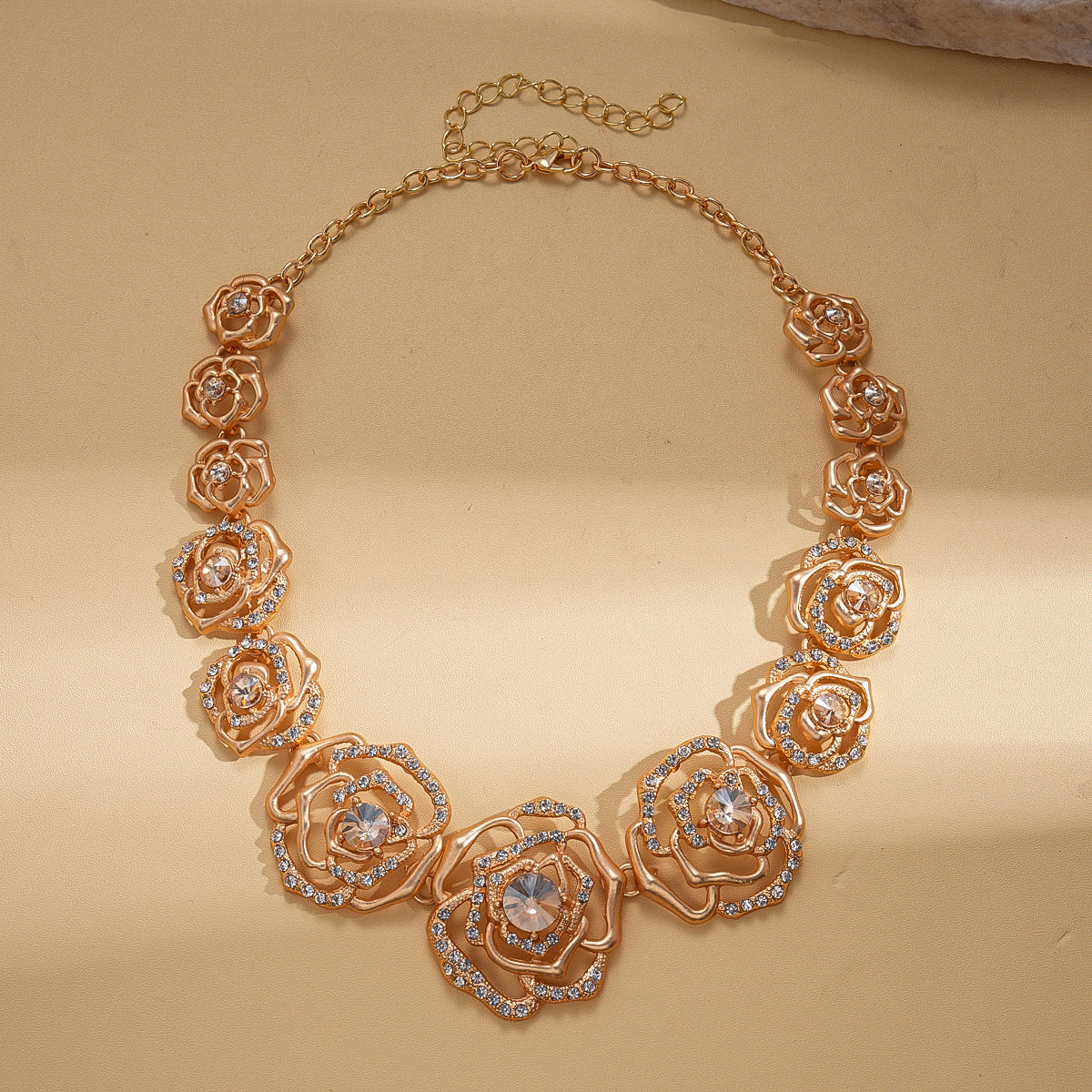 Style Turquoise Blue Diamond Flower Ear Light Luxury Minority Clavicle Necklaces