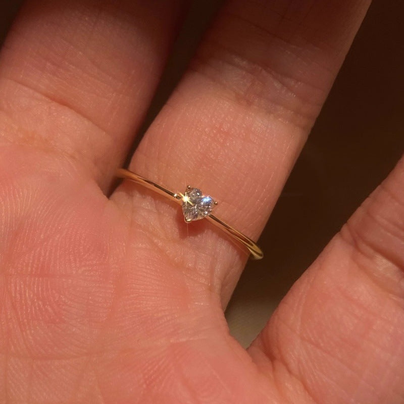 Simple Versatile Affordable Luxury Fashion Exquisite Design Love Heart-shaped High-grade Rings