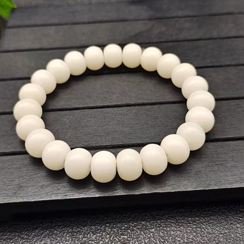 Style White Jade Bodhi Root Original Ecology Seed Buddha Beads Bracelet