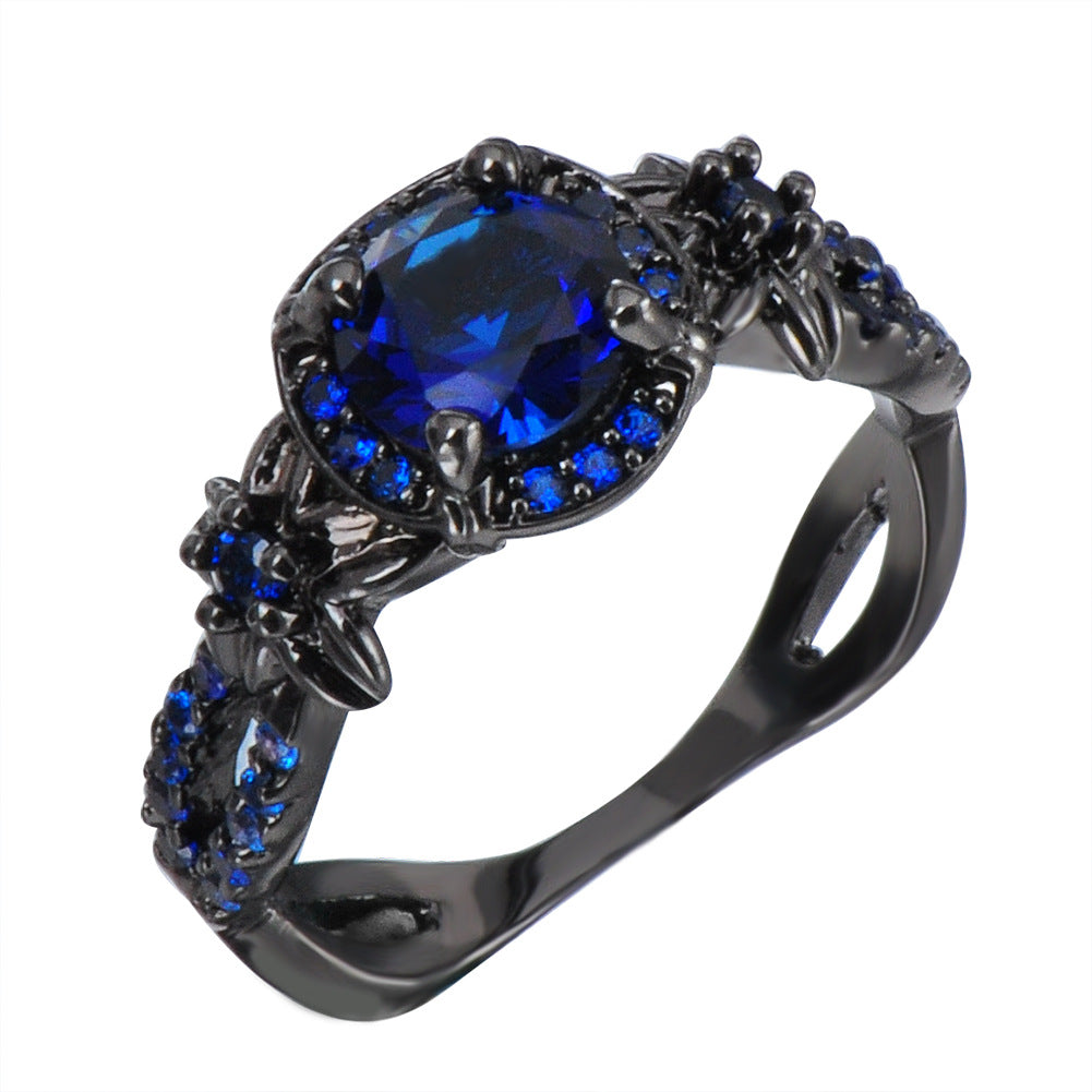 Orange Dark Black Gold Diamond Full Rings