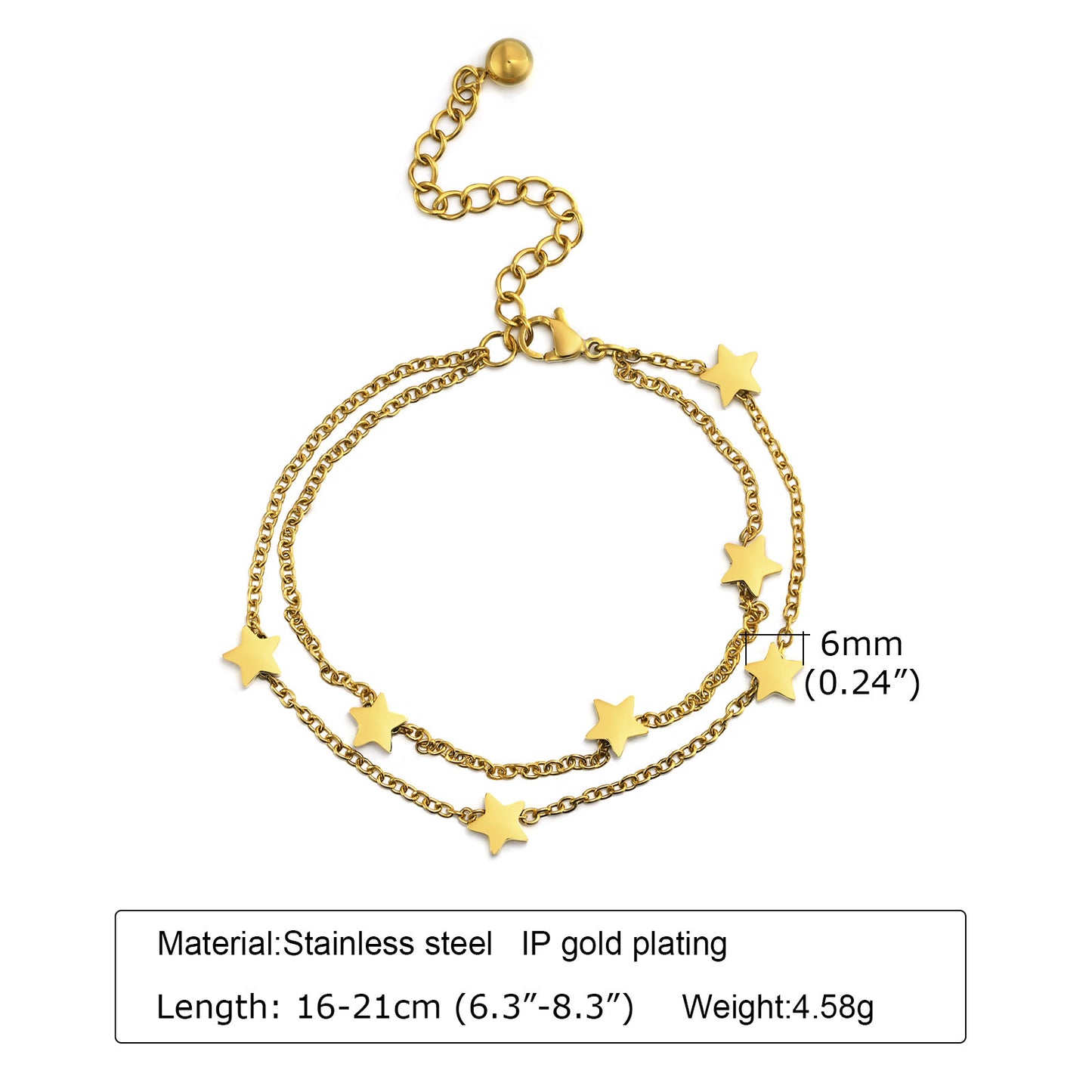 Women's Steel Zircon Gold Wafer Chain Partition Bracelets