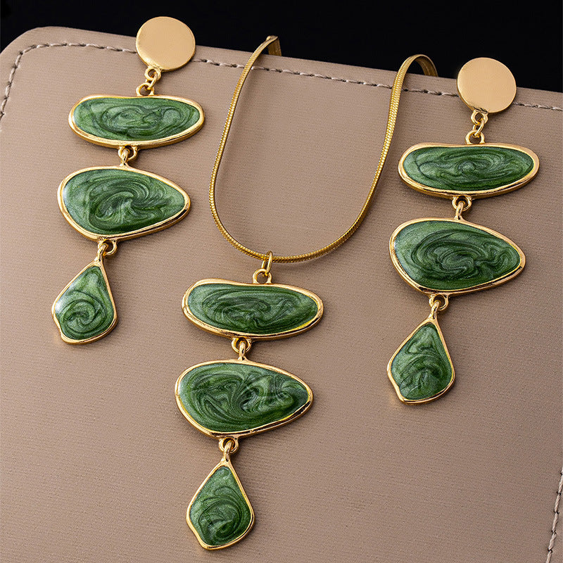 Women's Fashion Elegant Geometric Enamel Glaze Suit Suitable For The Dinner Jewelry Set