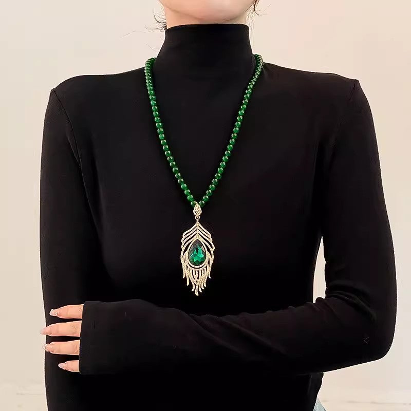 Women's Agate Sweater Chain Generous Upscale Long National Necklaces