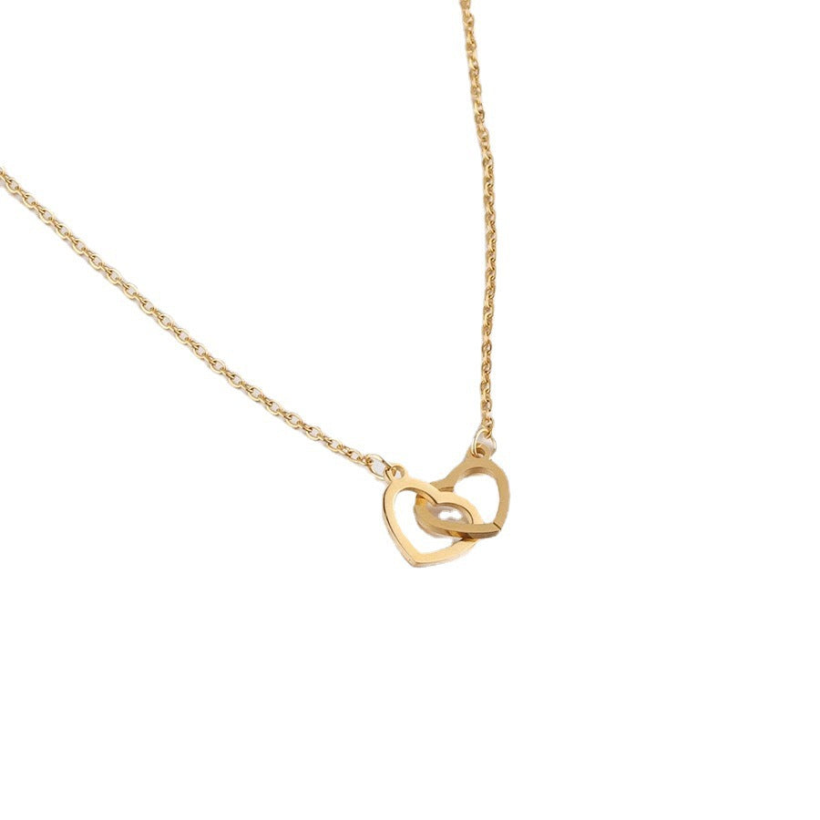 Women's Heart-to-heart Love Double Clavicle Chain Light Luxury Necklace