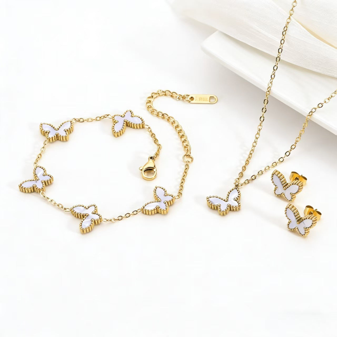Stainless Steel Double-sided Color Fritillary Butterfly Necklace