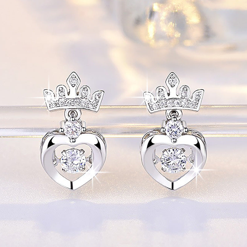 Crown Pulsatile Heart Female Fashion Personality Earrings