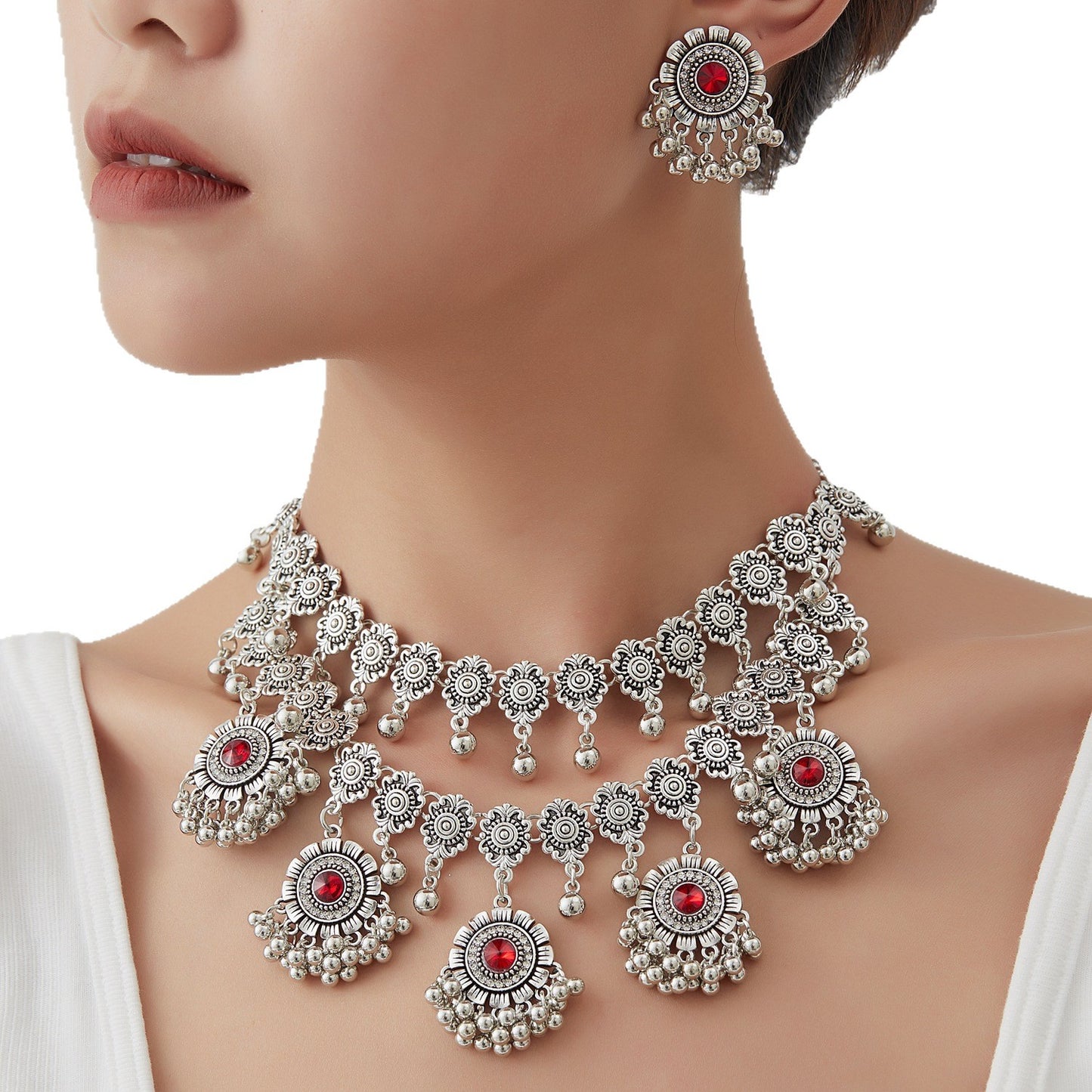 Beads String Tassel Exotic Indian Style Jewelry Set