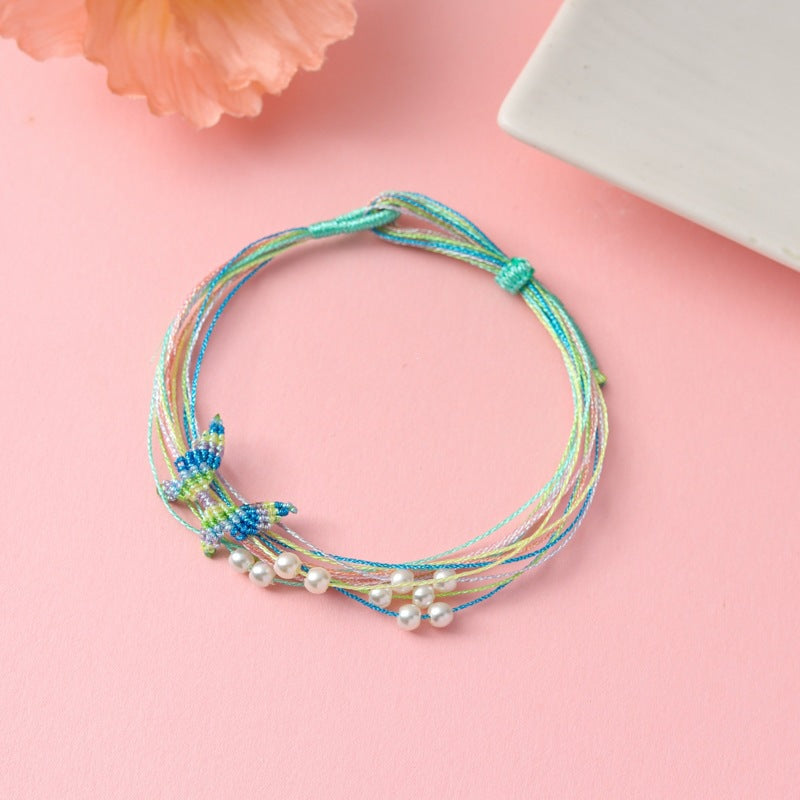Children's Colorful Braided Rope Wrist String Safe Red Bracelet