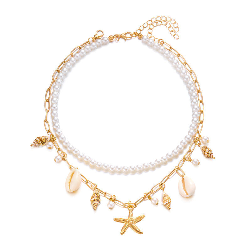 Pearl Shell Starfish Fashion Seaside Vacation Style Clavicle Chain Necklaces
